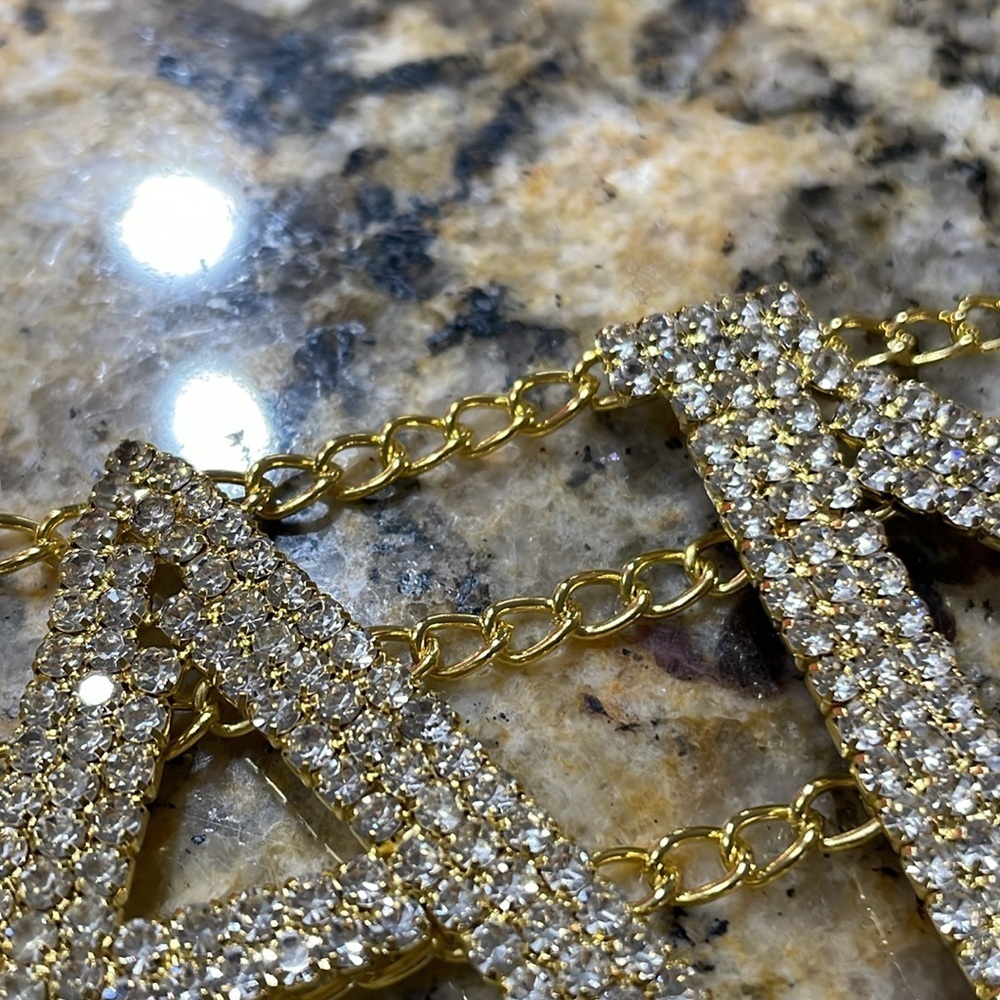 Fancy Rhinestone Gold Choker - Picture 10 of 11